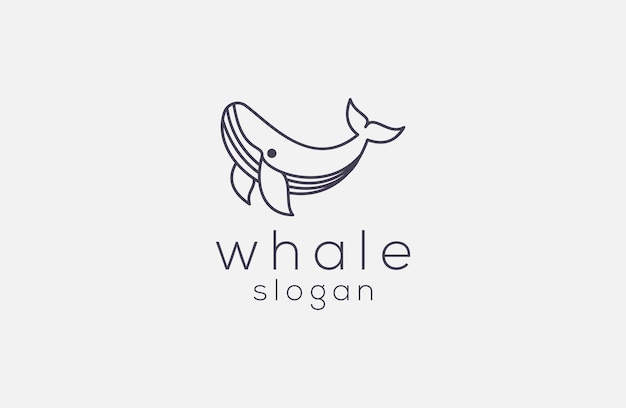 Blue whale minimalist style icon vector illustration template logo design