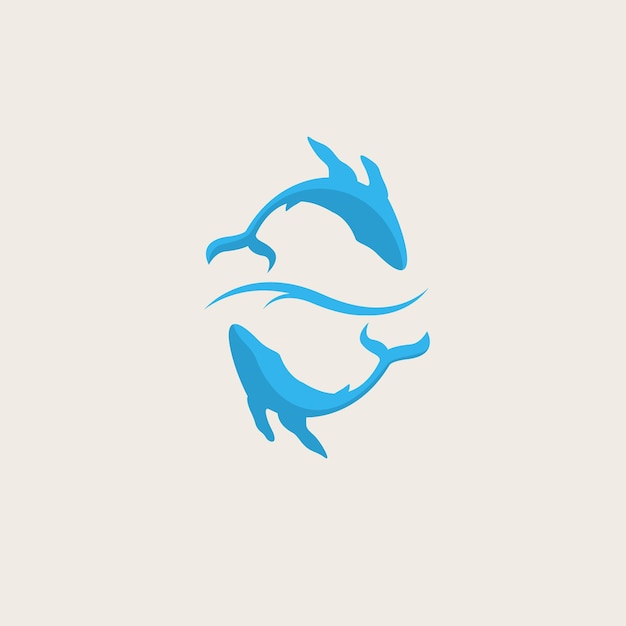 Blue whales logo template element isolated on white background Whales icon logo