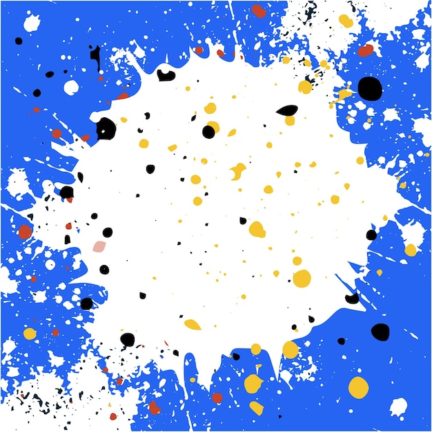 Vector a blue and white background with a white circle and yellow and black spots