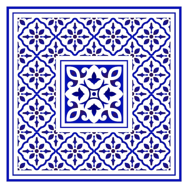 Blue and white border decor