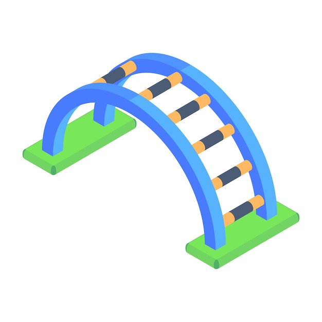 Vector a blue and white bridge with a blue and orange striped rail