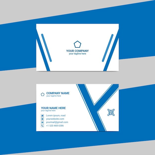 blue and white business card