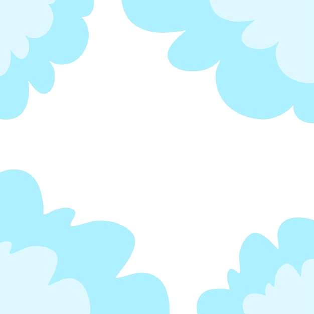 Blue White Clouds Template Banner. Vector Illustration.