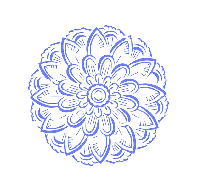 a blue and white drawing of a flower with a design that says  the design