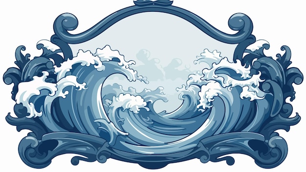 a blue and white drawing of a wave and the words  ocean