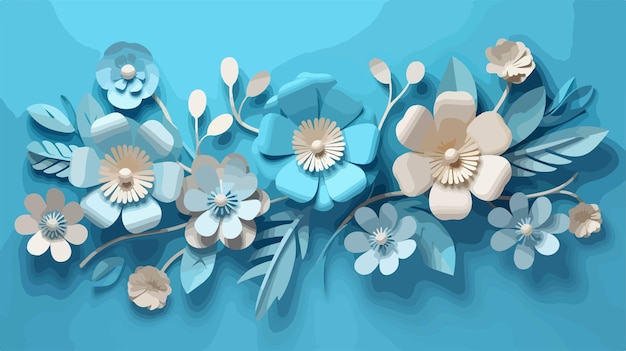 Vector a blue and white floral design with a blue flower