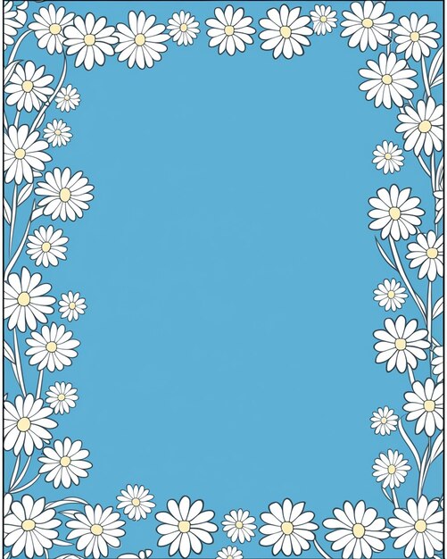 Vector blue and white frame with flowers