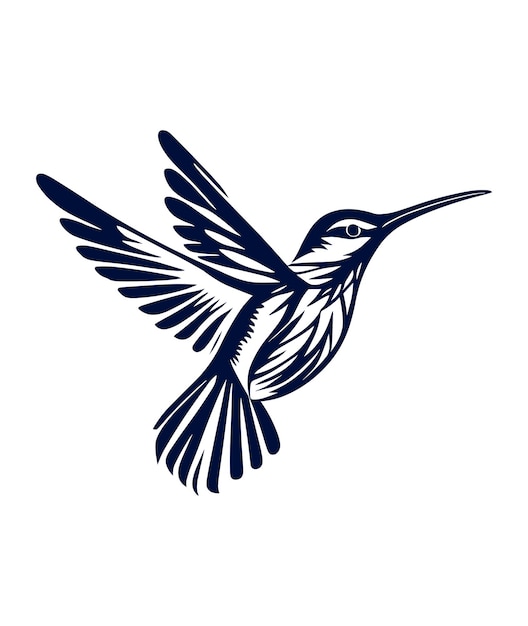 A blue and white hummingbird logo with a black outline.