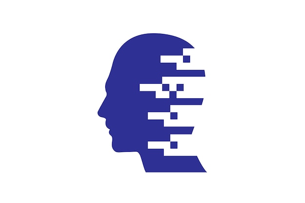 a blue and white image of a human head with a maze on it