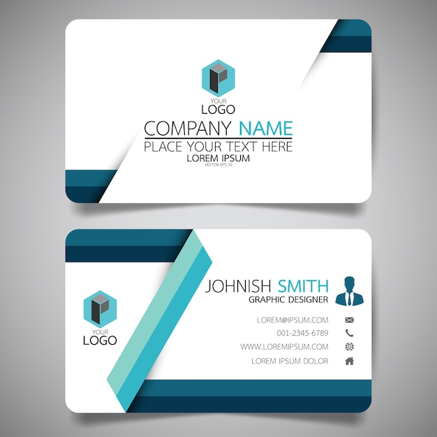 Blue and white layout business card template.