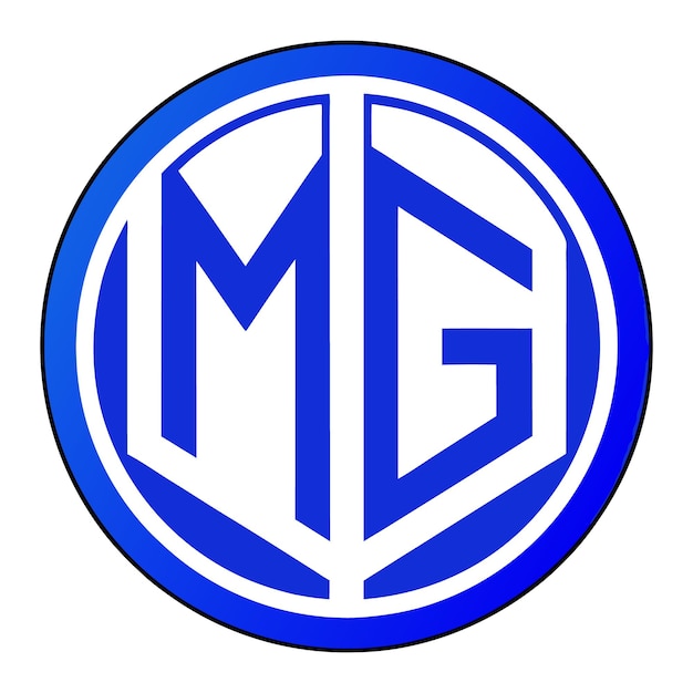 a blue and white logo with the letter m on it