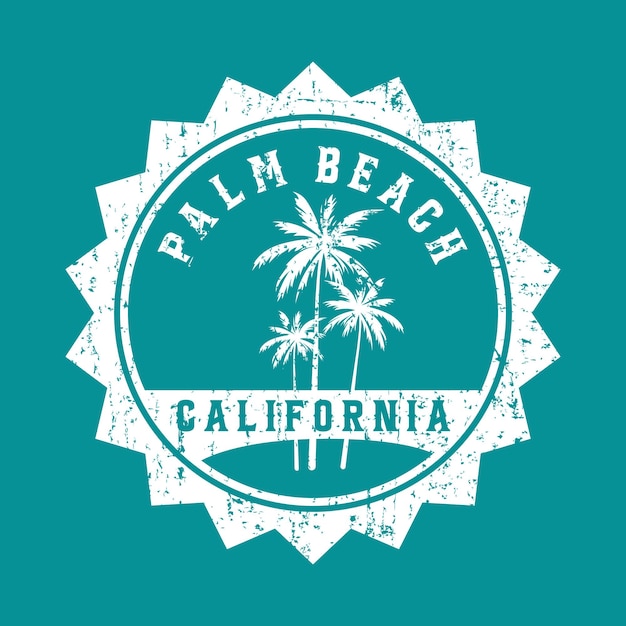 Vector a blue and white logo with palm trees on it palm beach california