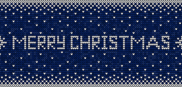 Blue and white  Merry Christmas knitting seamless pattern background