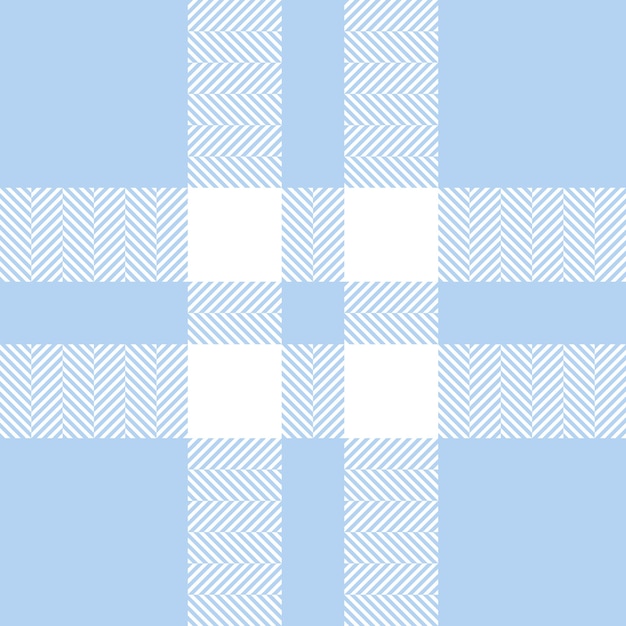 Blue and white plaid pattern seamless vector background Checkered texture of fabric