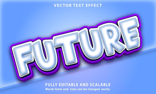 A blue and white poster that says future effect.