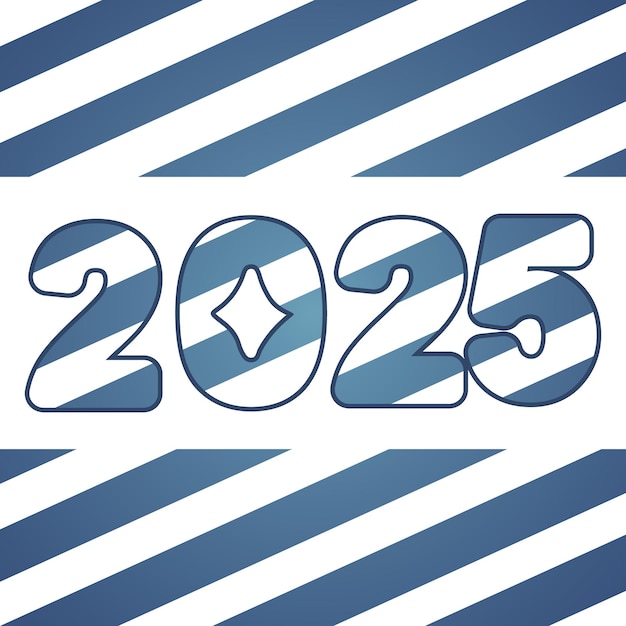 Vector a blue and white striped background with the year 2025