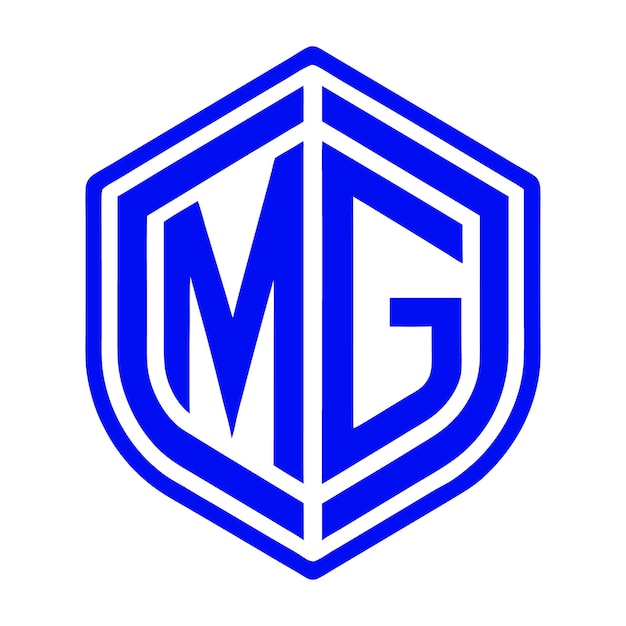 a blue and white symbol of the letter m