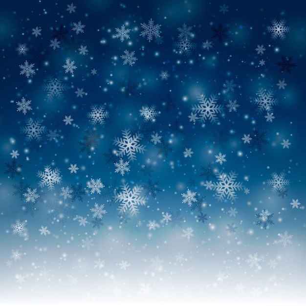 Blue winter background with snowflakes Christmas vector illustration