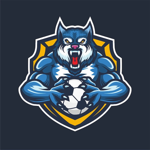 Blue wolf Esport Logo mascot for basketball