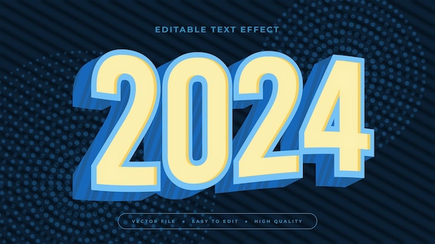 Blue and yellow 2024 3d editable text effect font style