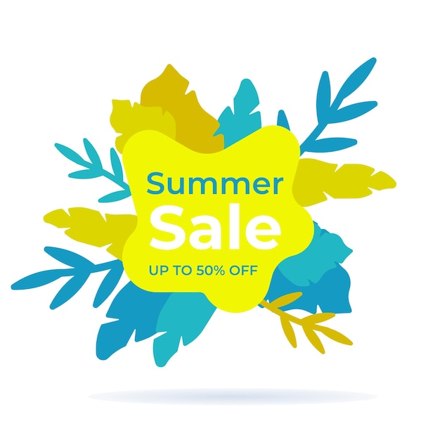 Vector a blue and yellow banner with the words summer sale on it.