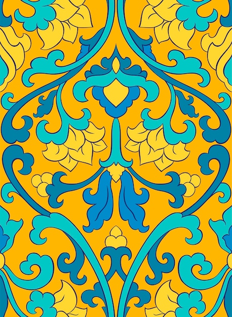 Blue and yellow floral pattern