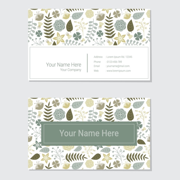 Blue and yellow flower business card design