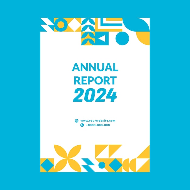 Blue and Yellow Geometric Annual Report Design Template