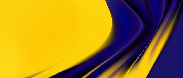 Blue and yellow geometric background. fluid shapes composition