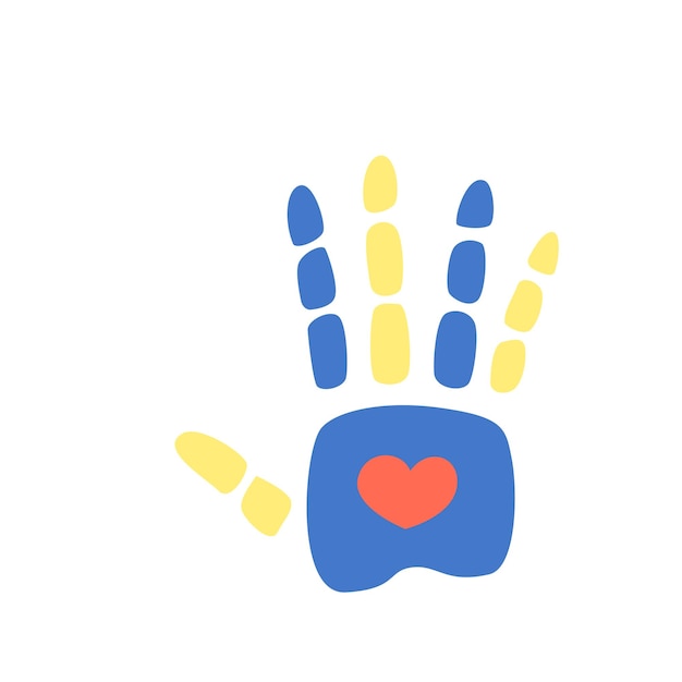 blue yellow hand print