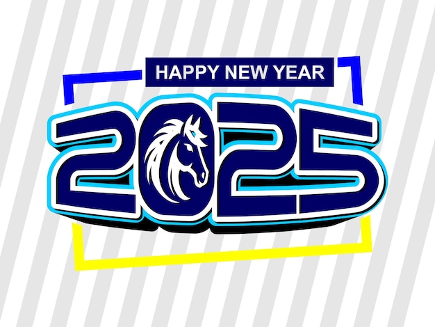 Vector a blue and yellow logo that says happy new year