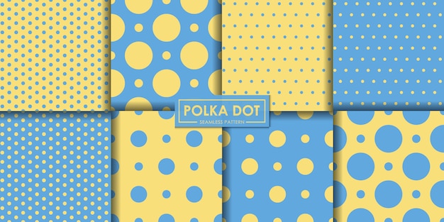 Blue and yellow polkadot seamless pattern collection