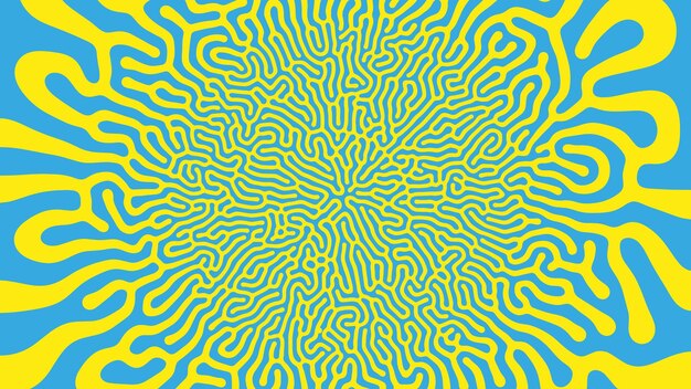 Blue Yellow Psychedelic Acid Trip Vector Unusual Creative Abstract Background