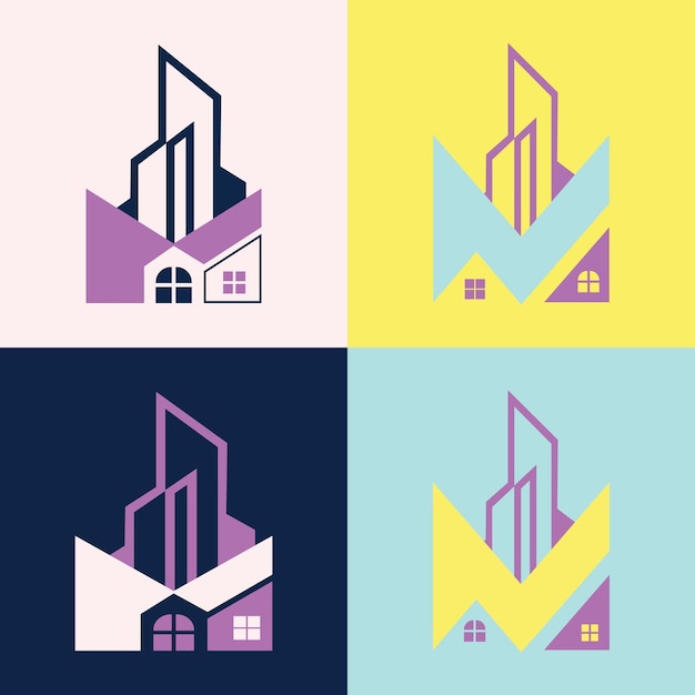 Vector blue and yellow real estate home logo