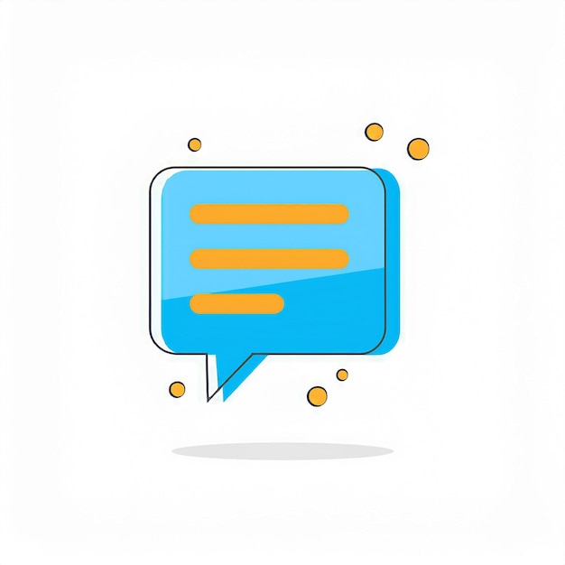 a blue and yellow speech bubble with a blue bubble in the middle