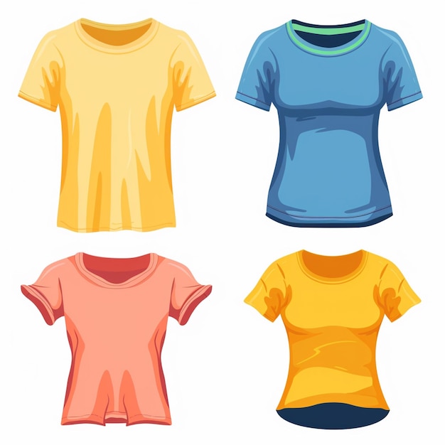 Vector a blue and yellow t - shirt with a red top that says t - shirt