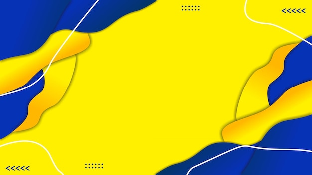 blue and yellow wave background with white line doodle