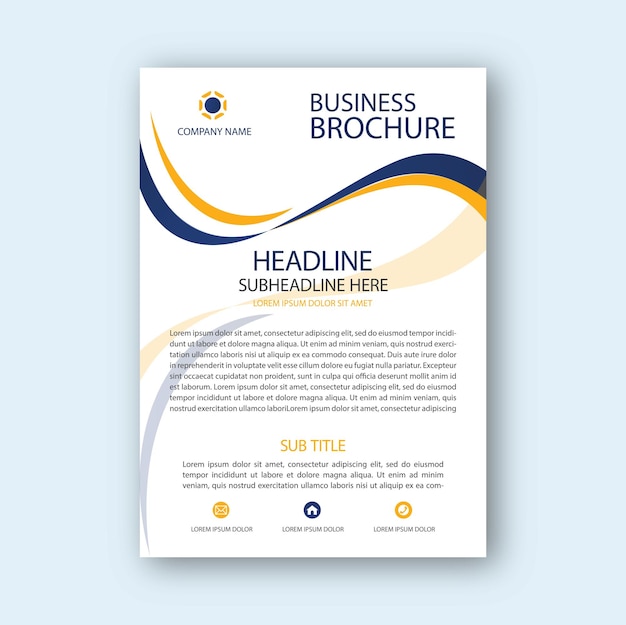 Blue and yellow wavy business flyer template