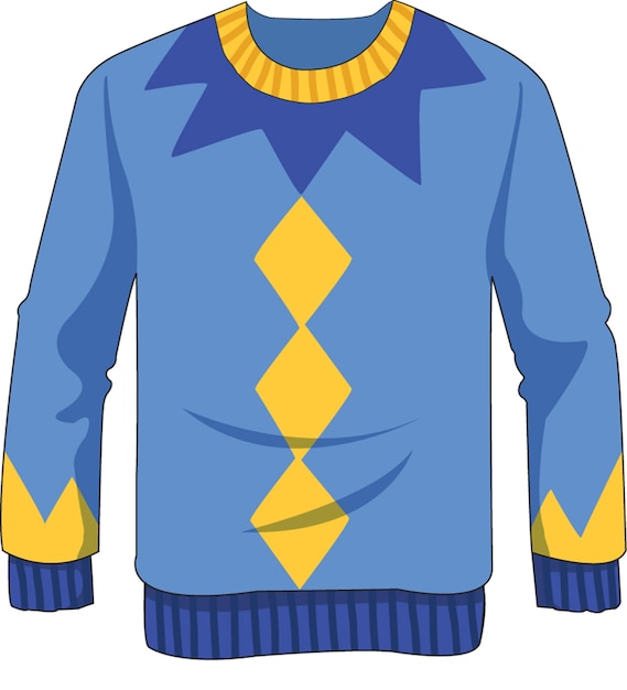 Blue and yellow woolen sweater