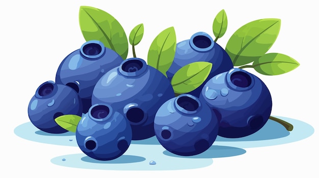 Vector blueberries with leaves on a white background