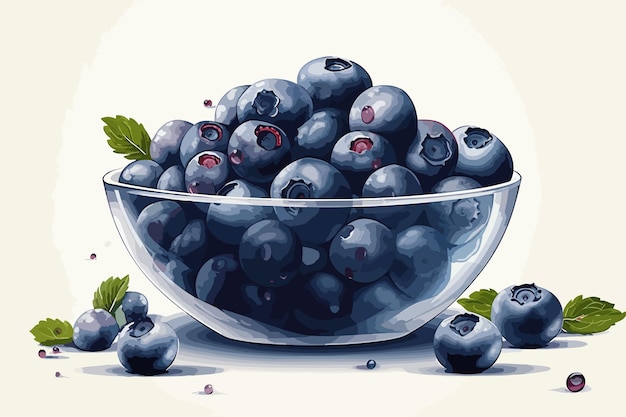 Vector blueberry branch ripe berry with leaves vector art