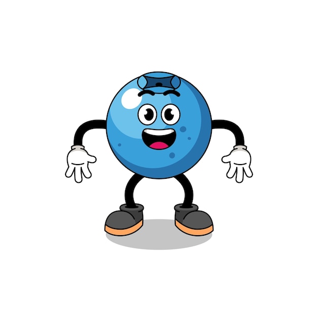 Blueberry cartoon with surprised gesture