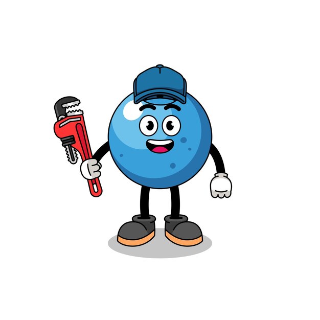 Blueberry illustration cartoon as a plumber