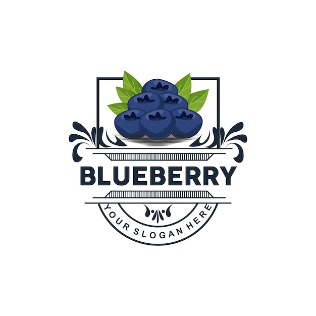 Blueberry Logo Garden Farm Fresh Fruit Vector Elegant Simple Design Symbol Illustration Template