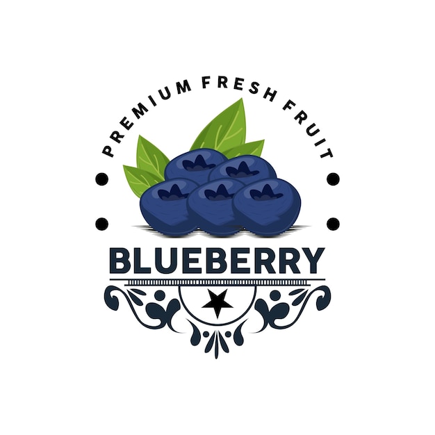 Blueberry Logo Garden Farm Fresh Fruit Vector Elegant Simple Design Symbol Illustration Template