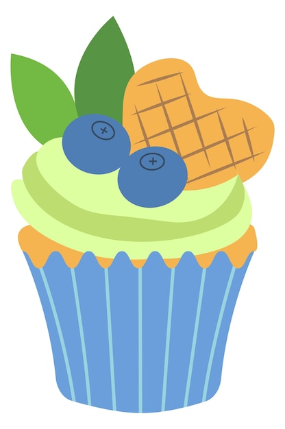 Blueberry muffin with cream Sweet holiday dessert icon