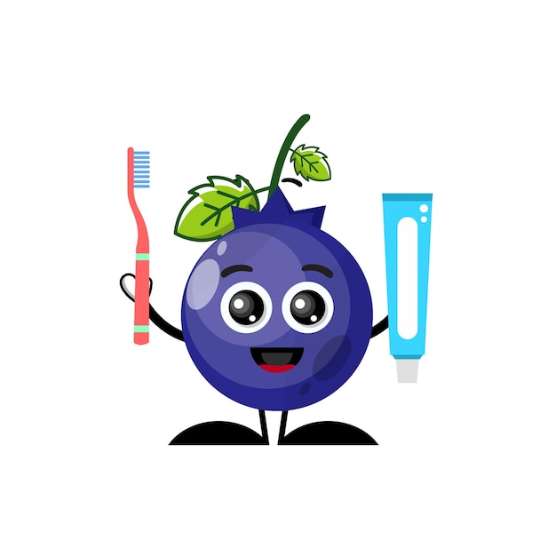 blueberry toothbrush character cute logo