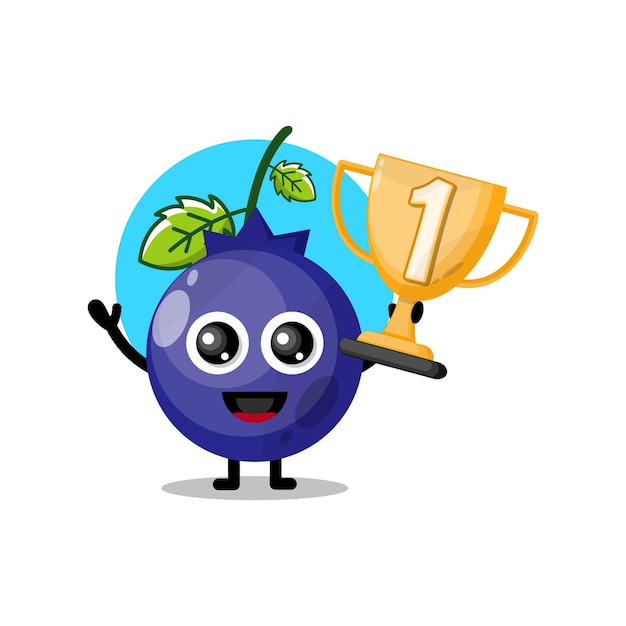 Blueberry trophy cute character mascot