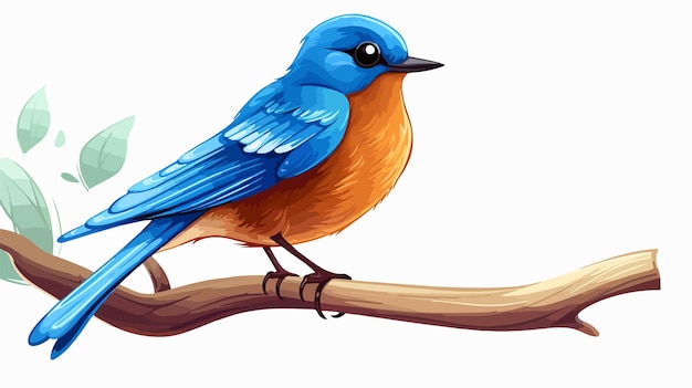 Vector bluebird sitting on tree branch illustration