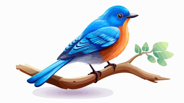 Vector bluebird sitting on tree branch illustration